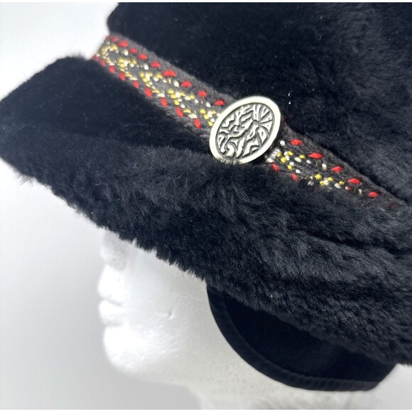 VTG Faux Fur Bavarian Fedora Hat Mens Sz L Tryolean Band w/Medallion Ear Flaps - Picture 7 of 12